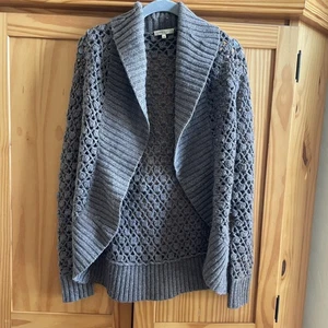 VINCE Cashmere Alpaca Wool Blend Open Knit Crochet Cardigan - Size XS * EUC - Picture 1 of 8