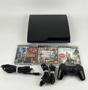 Sony PlayStation 3 PS3 Slim 250GB CECH-3001A Console W/ Games Lot Bundle Tested - Picture 1 of 16