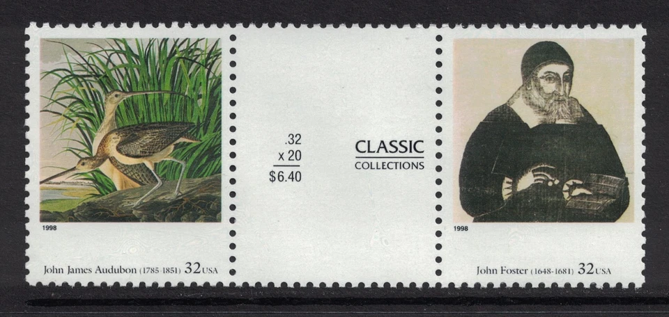 Scott 3236, Pair with Gutter Between- American Art- MNH 32c 1998- unused mint - Image 1 of 1