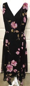 Abito Gabby Skye taglia 8 nero rosa floreale aderente e svasato nuovo con etichette - Foto 1 di 7