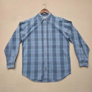 Vintage Lee Herren Jeansblau Kariert Langarm Knopfleiste Hemd Größe Medium - Bild 1 von 8