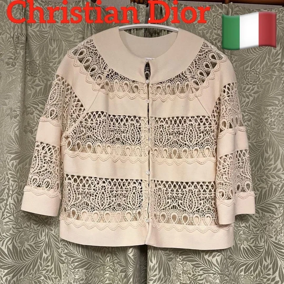 Cárdigan Christian Dior Marfil Lana Encaje Diseño Talla M Estilo Elegante Foto 1 de 4