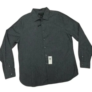  NWT Bloomingdale's Men Store  Gingham Check Shirt Men2XL XXL Navy Blue  - Picture 1 of 10