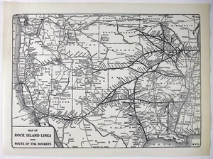 Rock Island Lines - Original 1941  Railroad System Map by Poole Bros. Antique - Picture 1 of 3
