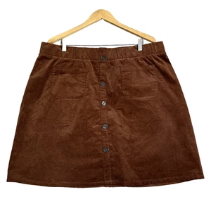 Torrid Minirock Damen 2X braun Cord Knopfleiste aufgesetzte Taschen adrett NEU - Bild 1 von 10