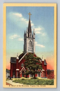 Virginia City NV-Nevada, St Mary's of the Mountains, Antique Vintage Postcard - Picture 1 of 2