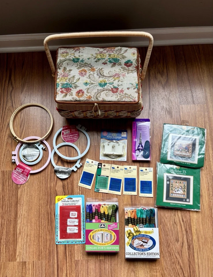 Embroidery Supplies & Tapestry Storage Basket - Image 1 of 4