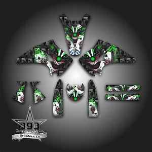 KAWASAKI KX 125 KX 250 2003 - 2008 GRAPHICS KIT DECALS EVIL JOKER BLACK GREEN - Picture 1 of 1