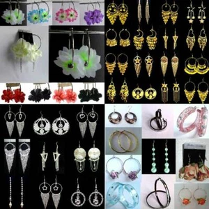 5 Paia Di Orecchini Gioielli Orecchini A Perno Creole Orecchini A Fiore Strass - Picture 1 of 5