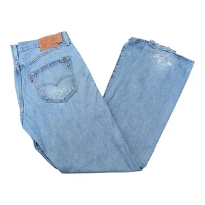 Levi's 501 Straight Leg Light Blue Worn Denim Jeans Size W33 L32 *see Photos* - Picture 1 of 12