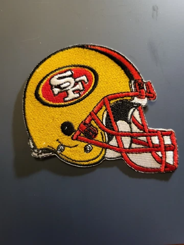 SAN FRANCISCO HELMET IRON ON EMBROIDERED PATCH 3.25" X 3" RED & GOLD Cover