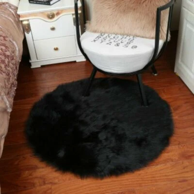 Cojín de piel sintética silla redonda cojín de asiento alfombra alfombra sala decoración del hogar peludo Foto 1 de 4