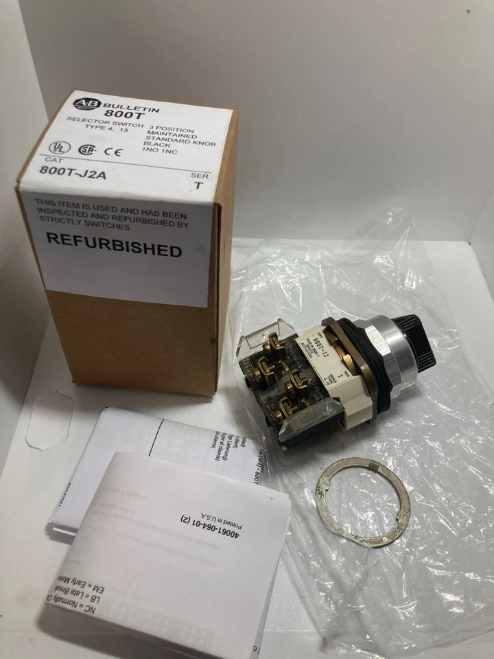 ALLEN BRADLEY 800T-J2A SELECTOR SWITCH 3 POSITION MAINTAINED 1NO/1NC 30MM SER. T - Image 1 of 4