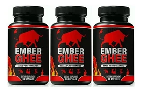 (3 Pack)Ember Ghee ed Pills for Men EmberGhee Advanced Male Health Capsules 60ct - Picture 1 of 5