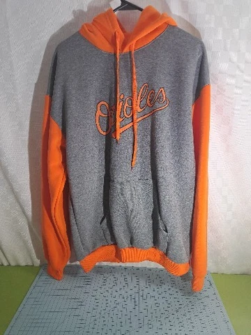 Orioles  Adult Gray Orange Hoodie Fleece Baltimore Baseball Jersey Sports XL Cover