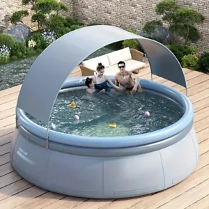 Piscina Inflable Exterior Sobre el Suelo Piscina Familiar con Toldo PVC - Imagen 1 de 11
