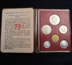 SPAIN, FRANCO-6, OFFICIAL FNMT 1973 (6 VALUES), PROOF, UNCIRCULATED. - Picture 1 of 3