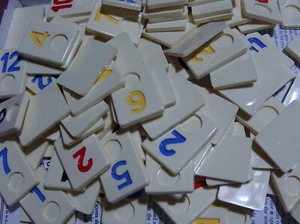 Rummikub Replacement Tiles Full Set ~ 106 Tiles - Yellow BLUE RED BLACK O - Picture 1 of 3