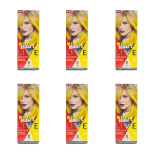 6x Schwarzkopf Live Ultra Bright's Semi Permanent Hair Colour Dye Zesty Lemon - Picture 1 of 5