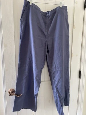 LL Bean Blue Wide Leg Classic Fit 100% Linen Size Plus 20W Casual Pants Trousers - Image 1 of 4