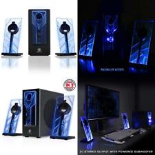 GOgroove BassPULSE 2.1 Computer Speakers with Blue LED Glow and Black 