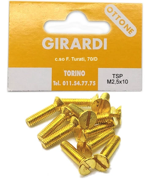 VITE A METALLO IN OTTONE TESTA SVASATA PIANA M2,5x10 - DIN 963 - UNI 6109 - Immagine 1 di 1