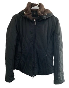 Post Card Womens Full Zip Hooded Warm Puffer Winter Coat Black Size 6 Jacket - Picture 1 of 17