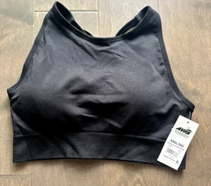 Avia Sports Bra Seamless High Neck Medium Support Solid Black Women's Size XXXL - Picture 1 of 5