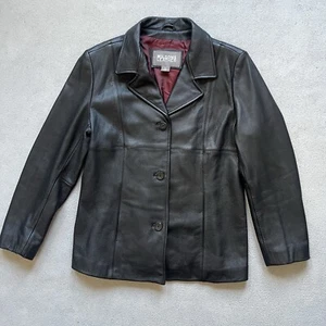 Wilsons Lederjacke Damen große Knopfleiste schwarz bordeaux echt gefüttert - Bild 1 von 11