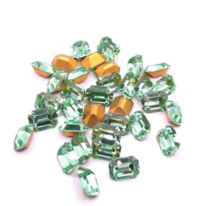 Rhinestone Crystal Peridot 12 pack - 8mm x 6mm Octagon Faceted Vintage Gems - Picture 1 of 3