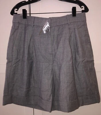 J.  Traje corto con puños Crew COLECCIÓN lana drapeada plisada gris, talla 8 nuevo Foto 1 de 4