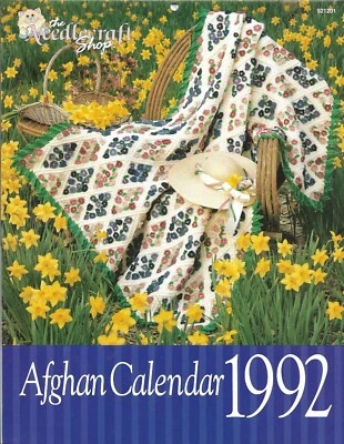 NEW AFGHAN CALENDAR 1992 THE NEEDLECRAFT SHOP 12 DESIGNS CROCHET PATTERN - Image 1 of 4