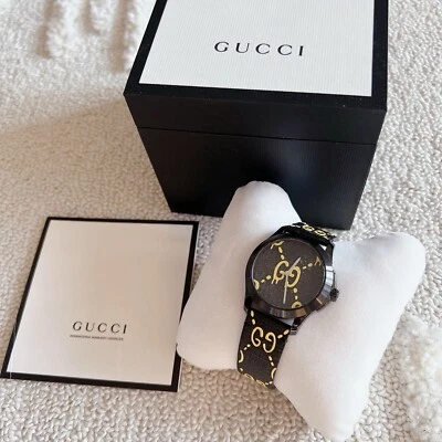 Gucci G-Timeless Ghost YA1264019 Quartz Black/Yellow Dial Steel 38mm Watch * NEW - Image 1 of 4