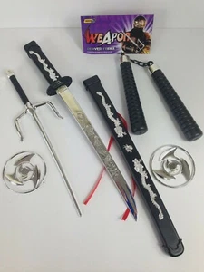 Kids Ninja Sword Toy Weapons Set Teenage Ninja Fancy Dress Party 100% PLASTIC - Picture 1 of 2