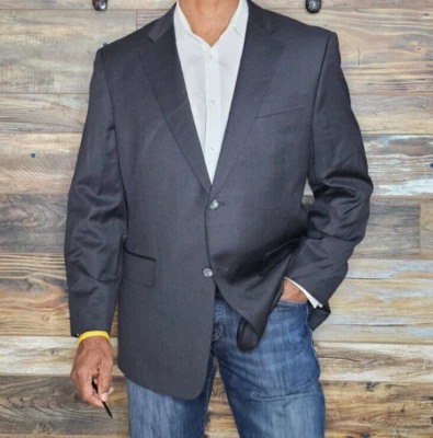 John W. Nordstrom Reda Italy Travel Wool Charcoal Gray Double Vented Blazer 44R - Image 1 of 4