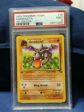 1999 PSA 9 MINT Aerodactyl Non-Holo 1st Edition Fossil 16/62 Pokemon