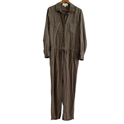 Mono utilitario de tela y piedra Amelia Tencel Lyocell M manga larga oliva suave  Foto 1 de 4