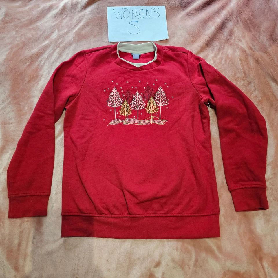 Novo Moletom Feminino S Laura Scott Inverno Árvores Nuas Camada Simulada cravejado Novo sem etiquetas - Imagem 1 de 4