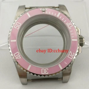 40mm Cristal Zafiro Estuche Reloj Rosa Bisel de Cerámica Inserto Ajuste NH35 NH36 Movimiento - Imagen 1 de 6