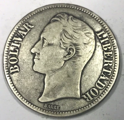 🇻🇪 MONEDA 5 BOLÍVARES CARACAS 1926 Estados Unidos DE VENEZUELA 🇻🇪 Foto 1 de 2
