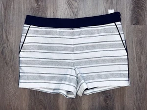 Ann Taylor Loft Women’s Tweed Short Black & White Striped Size 14 New - Picture 1 of 5