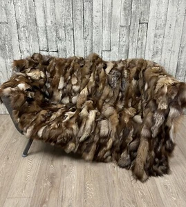 Luxury fox fur blanket throw. Real fur blanket - Picture 1 of 4