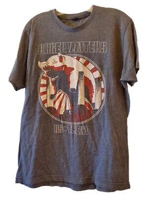 Vtg Tultex Roger Waters "US+THEM" TShirt Size Large Gray Pig - Image 1 of 4