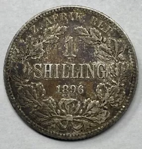1896 South Africa Silver Shilling. Fine Condition. C-1007 - Picture 1 of 2