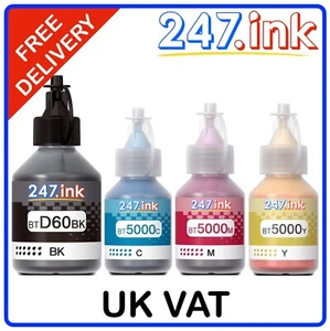 BTD60 & BT5000 non-oem Ink Bottles For Brother MFC-T810W MFC-T910W (Set) - Picture 1 of 5