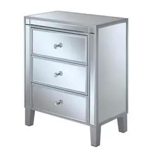 Convenience Concepts End Table 23.75" 3-Drawers Easy Assembly Wood Silver/Mirror - Picture 1 of 4