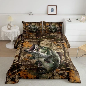 Pike Fish Comforter Set for Girls Boys Kids Queen Size Bass Big Fish Comforter R - Picture 1 of 12