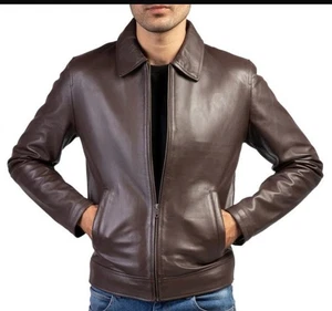 Dark brown Genuine Leather Jacket - Picture 1 of 3