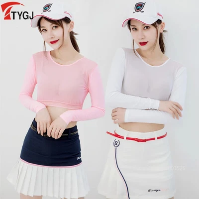 Women's Cooling Golf T-Shirt UPF Sunscreen Cropped Ice Silk Sport Top - Image 1 of 4