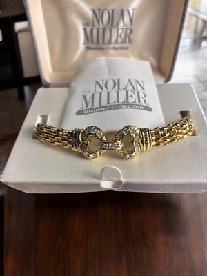 Pulsera vintage tejida de diamantes de imitación Nolan Miller con detalles en el corazón Foto 1 de 4